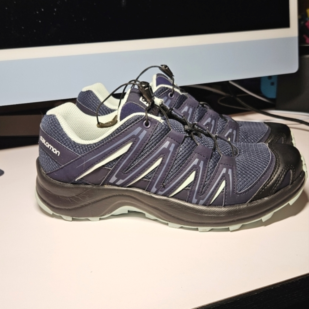 Salomon Trail Running Shoe Baldwin XA Womens Hiking Sneakers Blue Mint 8.5